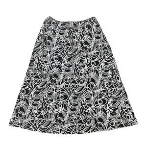 Talbots A Line Midi Skirt  Black White Geometric